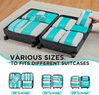 10 Set Compression Packing Cubes for Travel Essentials,Compressible Expandable Packing Cubes for Suitcase,OlarHike Luggage Organizer Bags for Travel,Handy Helper for Organizing Clothes(Blue Green)