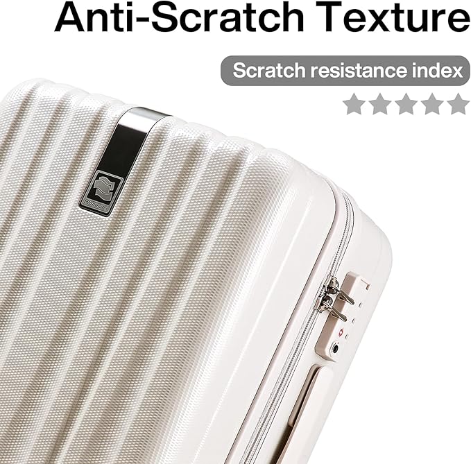 Hanke 14 Inch Underseat Carry On Luggage with Wheels, Lightweight, Waterproof, TSA-Approved, Suitcase, Ivory White