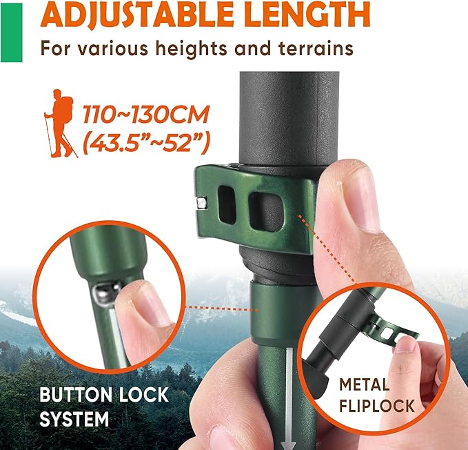 TREKOLOGY Trek-Z Cork Grip Trekking Poles – Lightweight Folding Hiking Poles, Adjustable Height, Compact Travel Design, Aircraft-Grade Aluminum Walking Sticks for Men & Women