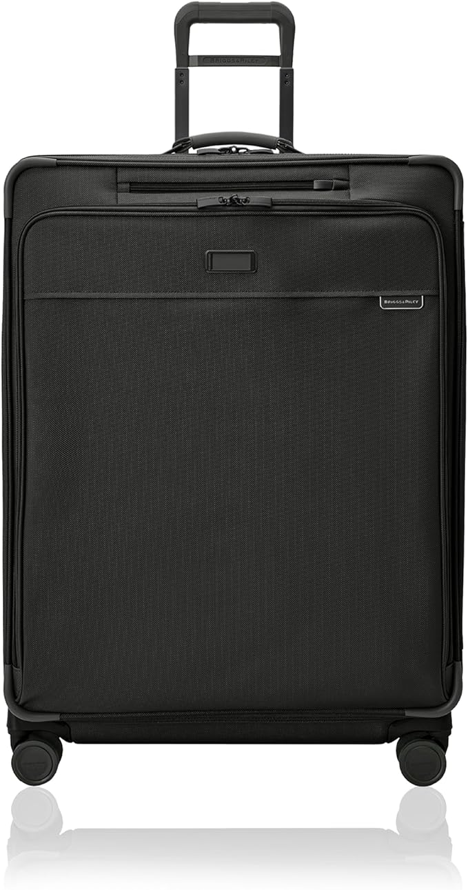 Briggs & Riley 31" Extra Large Expandable Spinner - Checked Luggage for Travel, Suitcases with Wheels, Softside Rolling Bag for Men & Women, Self-Repairing Zipper - Baseline Collection, Black