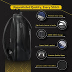 Durable Leather Laptop Business Backpack Perfect for Men & Women, Work Backpack Fits 15.6 Inch, Premium Quality Travel Bag with USB Charging Port, Water-Resistant, Bookbag with Multiple Pockets