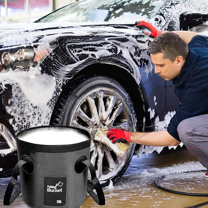 Esthesia Collapsible Bucket, 5 Gallon Portable Folding Water Container for Travelling, Camping, Hiking, Fishing, Gardening