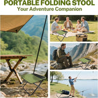 Portable Stool, Small Folding Stool for Adults, Ultralight Camping Stools for Hiking and Fishing (Green)