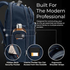 Briggs & Riley Large Cargo Backpack for Women & Men - Laptop Backpack, For Work & Travel, Spacious & Durable, Padded Straps, Fits up to 17" Laptop - @work Collection, Navy