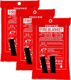 Tonyko Fiberglass Fire Blanket for Emergency Surival, Flame Retardant Protection and Heat Insulation with Various Sizes（3Pack (39.3×39.3 inches)）