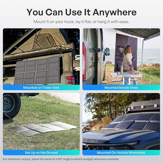 Renogy 200W Portable Solar Panel Blanket, 25% High Efficiency N-Type Foldable Solar Charger for Power Station, Lightweight 8-Fold Space Save, USB-A Type-C Output, For Camping, RV, Pickup Truck, Marine