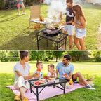 Folding Table, 2x1.3 FT Camping Table with Mesh Desktop,Folding Grill Table with Mesh Bag,Portable Outdoor for Picnic,Camping,BBQ,Beach(Black)