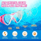 Kids Snorkel Set Dry Top Snorkeling Gear for Kids Boys Girls Youth Junior Age 5-15, Anti-Fog Anti-Leak Snorkel Mask Scuba Diving Mask Swimming Goggles with Nose Cover