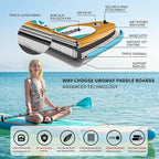Inflatable Stand Up Paddle Board: Uboway Inflatable Kayak Paddle Board with Premium SUP Accessories, Non-Slip Comfort Deck with Backpack, Bonus Dry Bag & Hand Pump, Sup Board for Yoga Fishing Surf