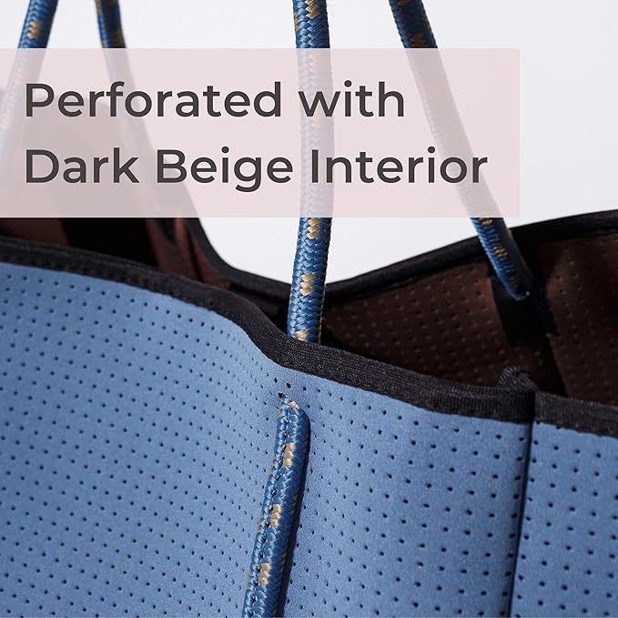 POPUPS Large Neoprene Tote Bag for Women - Everyday Designer Handbag for Travel Work and Beach with Pockets and Zipper Pouch