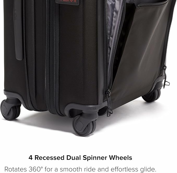 TUMI - Alpha Continental Expandable 4-Wheeled Carry-On Luggage - Compact Travel Suitcase - TSA Lock Tracer - Black