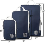 Large Compression Packing Cubes for Travel-Packing Cube Luggage Organizers 7 Piece Set for Checked Luggage-Ultralight, Expandable/Compression Bags by TRIPPED Travel Gear (Navy/White)