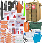[Upgrade] Survival First Aid Kit Outdoor Molle System with Tactical Gear Set Trauma Kit for Camper Travel Hunting Hiking and Adventures
