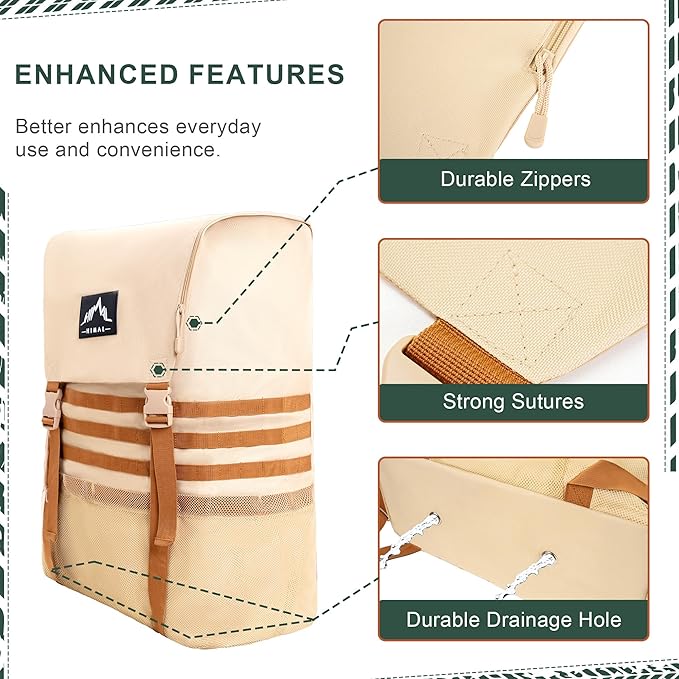 Himal Outdoors Spare Tire Trash Bag, Spare Tire Storage Bag,SUV Trunk Organizer for Outdoor Off-Road Recovery Gear,Beige