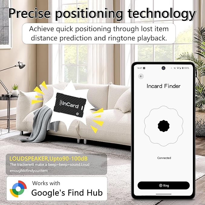Wallet Tracker (Both iOS and Android) IP68 Bluetooth Smart Finder Card GPS Tracker for Bags Passport Works with Apple Find My (Apple MFi Certified) & Google Find My Device - Wireless Charging