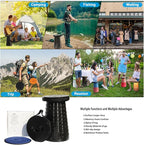 ALEVMOOM Upgraded 19.7" Collapsible Stool Portable,1000lbs Max Weight-Heavy Duty, Retractable Folding Stool with Cushion for Adults for Outdoor Fishing Hiking BBQ