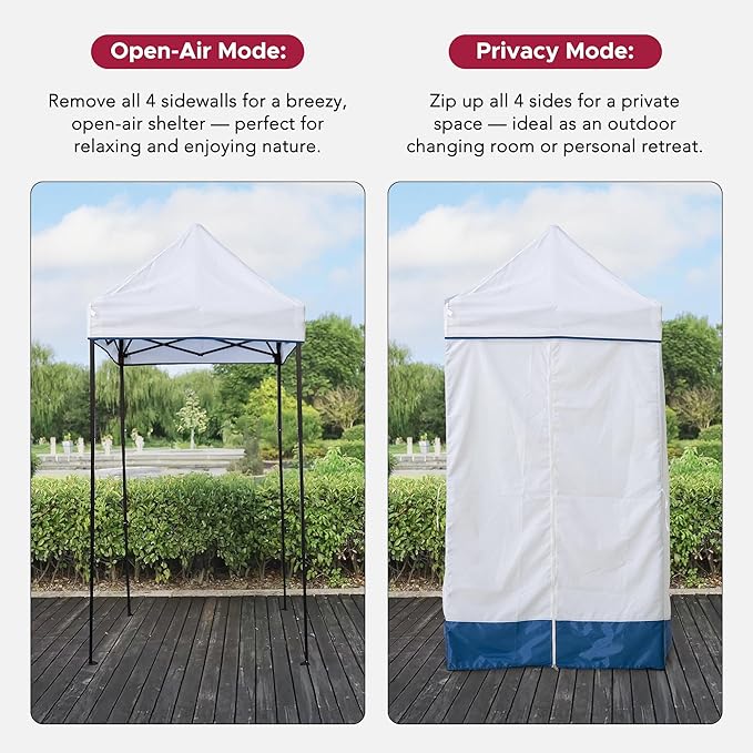 Sunjoy 4 x 4 Pop-Up Canopy Tent, Portable Instant Privacy Changing Tent, Toilet Stall with Sidewalls, Light Weight Sun Shelter with Carry Bag, for Camping and Beach, Navy