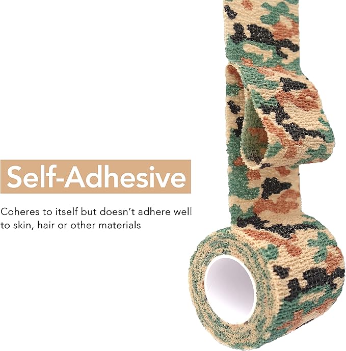 RISEN Cohesive Bandage 2” x 5 Yards, 6 Rolls, Self Adherent Wrap Medical Tape, Adhesive Flexible Breathable First Aid Gauze Ideal for Stretch Athletic