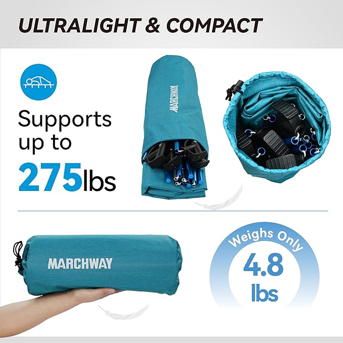 MARCHWAY Ultralight Folding Tent Camping Cot Bed, Portable Compact for Outdoor Travel, Base Camp, Hiking, Mountaineering, Lightweight Backpacking (Blue)