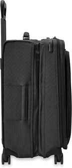 Briggs & Riley 26" Medium Expandable Spinner - Checked Luggage for Travel, Suitcases with Wheels, Softside Rolling Bag for Men & Women, Self-Repairing Zipper - Baseline Collection, Black