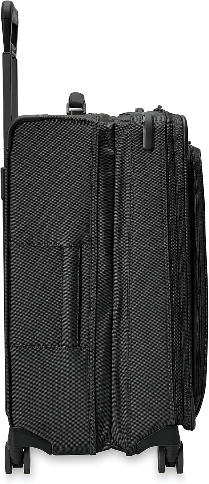 Briggs & Riley 26" Medium Expandable Spinner - Checked Luggage for Travel, Suitcases with Wheels, Softside Rolling Bag for Men & Women, Self-Repairing Zipper - Baseline Collection, Black