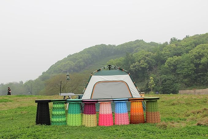 ALEVMOOM XXL Telescoping Stool with Cushion,Taller 19.7"Wider 11.8" Collapsible Chair More Sturdy Capacity 1000Ib,Portable Camping Adjustable Stool for Garden Fishing Hiking Mountain BBQ (Large Black)