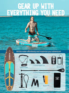 11' Inflatable Stand Up Paddle Board – Extra Wide SUP for Adults & Kids of All Skill Levels, Stable Paddleboard with Pump, Fins, Backpack, Accessories & Waterproof Phone Pouch