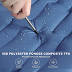 Camping Sleeping Pad with Pillow: Extra Thick 4.7 Inch Ultra-Light Self Inflating Airpad, Most Comfortable Inflatable Sleep Mattress with Foot Pump for Backpacking, Camp, Hiking, Tent (Navy Blue)