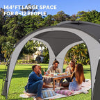 Beach Tent 12 X 12ft Large UPF50+ Pop Up Canopy with 2-Pcs Side Wall, Sun Shelter Rainproof, Waterproof for Camping Trips, Backyard Fun, Fishing, Parties, Or Picnics(Gary)