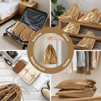 Ewen 3pcs Satin Drawstring Storage Pouch in Small Medium Large Sizes, Dustproof Packing Bag with Blank Tags for Closet Home Organization, Dark Brown Dustbags for Handbags Travel Essentials Shoes Purse