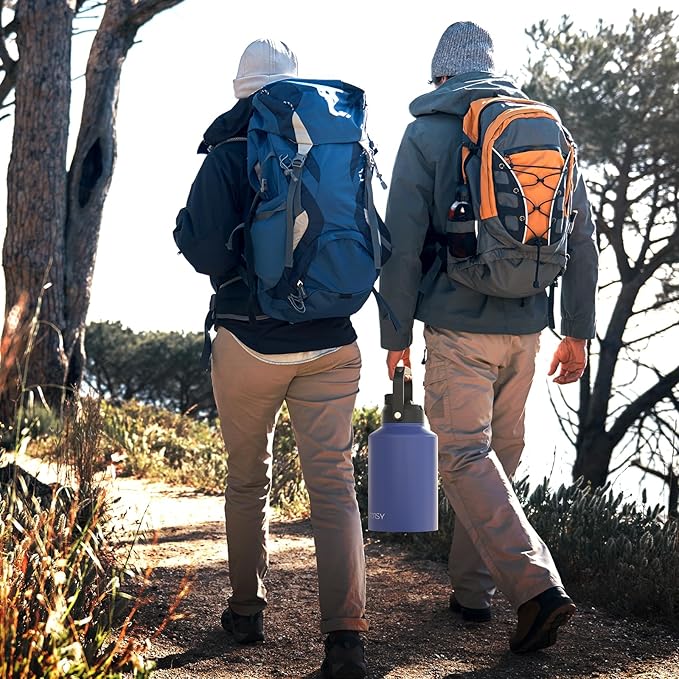 WATERSY 1 Gallon Water Bottle Insulated(Cold for 48 Hrs),BPA Free&Leak Proof,128oz Stainless Steel Water Jug,Big thermo,Large Water Bottle with Handle for Gym,Hiking,Camping&Travel,Deep Blue