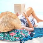 4 Pcs Inflatable Beach Pillow Portable Blow up Travel Camping Pillows with Covers for Hawaii Summer Pool Travel Vacations(Tropical Leaves)