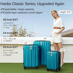 Hanke Expandable Hard Shell Luggage Sets 2 piece Carry on Luggage with Wheels Suitcases Lightweight Checked Tsa Luggage Rolling Large Suitcase Travel Luggage Bag Woman Men 20/29 Inch(Caribbean Blue)
