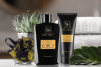 YARD HOUSE Bath and Body Gift Set for Men - Sandalwood Amber - Birthday, Christmas, Fathers Day Gifts From Wife Daughter Son for Husband, Dad - Relax Spa Kit w. Full Size Items in Deluxe Toiletry Bag