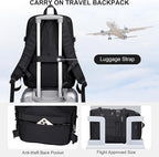 PIJUSHI Travel Backpack for Women Men Flight Aprroved Carry on Bag Large Casual Luggage Backpack Fit 16 inch Laptop(PE050 Black)