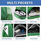 JELUTAR Drawstring Backpack Gym Bag with Shoes Compartment for Soccer, Basketball, Swim, Water-Resistant String Backpack Beach Cinch for Women Men, Dark Green, Medium
