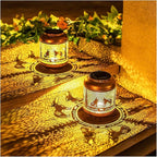 2 Pack Wolf Solar Lanterns Outdoor Waterproof Hanging Solar Lights Wolf Gifts for Women Men Mom Metal Decorative LED Outdoor Lanterns for Patio, Lawn, Landscape, Garden Decor, Yard Decorations