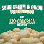 Twin Peaks Protein Puffs - (Sour Cream & Onion), Keto Friendly, Low Carb Snack (300g, 21g Protein, 2g Net Carbs, High Protein, Healthy Crunchy Snack)