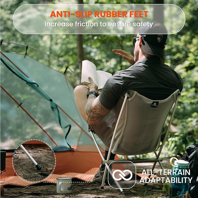 Ultralight Camping Chair, Portable Folding Backpacking Chair with FUll Aluminum Frame, Breathable Mesh, Compact Travel Hiking Chair, Heavy Duty 330 lbs Outdoor Folding Chair with Carry Bag