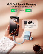 INIU Portable Charger, Ultra Mini 10000mAh 45W Fast Charging Power Bank, USB C Battery Pack with Cable, Flight-Safe Travel Powerbank for iPhone 17, Xiaomi 17 Pro, Teen Girls, Night Out, Light Green