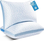 QUTOOL Enhanced Cooling Pillows for Sleeping, Shredded Memory Foam Pillows 2 Pack, Bed Pillows King Size Set of 2, Support Yet Soft Pillow for Side, Back Sleepers