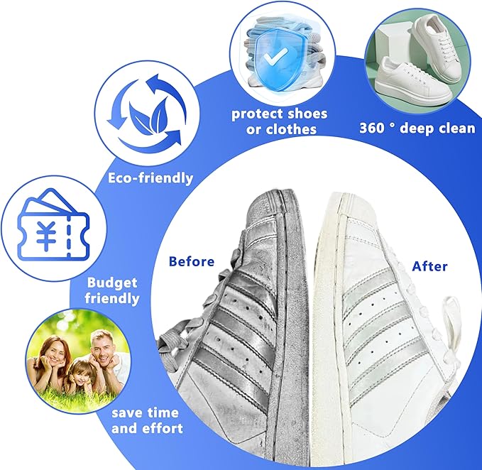 2Pcs Reusable Shoe Washing Machine Bag for Washer and Dryer:Free Up Hands, Prevent Deformation,shoe bag with Zipper Protection Design, Use for all Shoes,Sports Shoes