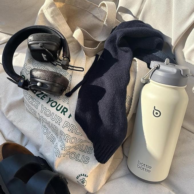 BOTTLE BOTTLE 32oz Insulated Water Bottle Stainless Steel Sport Water Bottle with Straw Dual-use Lid Design for Gym with Pill Box