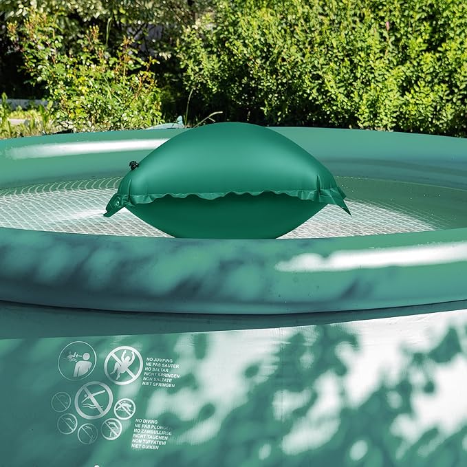 3 Pack Pool Pillow for Above Ground Pools, 4x4 Ft Air Pillow for Closing Winter Winterizing Kit, 0.5mm PVC Material, 2X 16.5Ft Rope (Green)