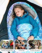 Kids Sleeping Bag for Kids Girls, 3 Season Warm Cool Weather Waterproof Lightweight Camping Sleeping Bag with Carry Bag for Indoor Outdoor Camping Hiking Traveling