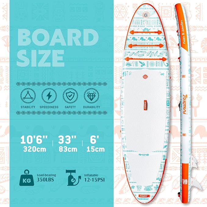FunWater Inflatable Stand Up Paddle Board with Premium SUP Paddleboard Accessories, Anti-Slip EVA Deck, 11'/10'6'' Paddle Boards for Adults & Youth of All Skill Levels