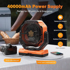 40000mAh Rechargeable Camping Fan, Battery Operated Fan with Light & Remote, 12" Portable Outdoor Fan, Auto Oscillating Battery Powered Floor Fan for Tent RV Car Travel Jobsite Hurricane Power Outages