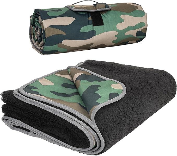 Tirrinia Large Waterproof Outdoor Blanket, Soft Warm Windproof Stadium Blanket with Sherpa Fleece and Foldable for Outdoor Sport, Baseball, Football, Beach, Concerts, Car