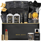 25 Pcs Bath & Body Gift Set for Women, Charcoal Skin Care Kit, Spa Gift Basket, Self Care, Cosmetic Bag, Serum, Necklace, Perfume, Eye Mask, Present, Christmas, Valentine's, Birthday, Mother's Day
