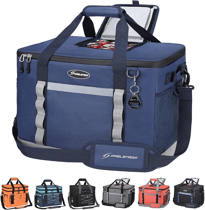 Maelstrom Collapsible Soft Cooler Bag, 24/30/60/75 Cans Beach Cooler, Ice Chest, Leakproof & Portable for Beach, Camping, Road Trips & Grocery Shopping